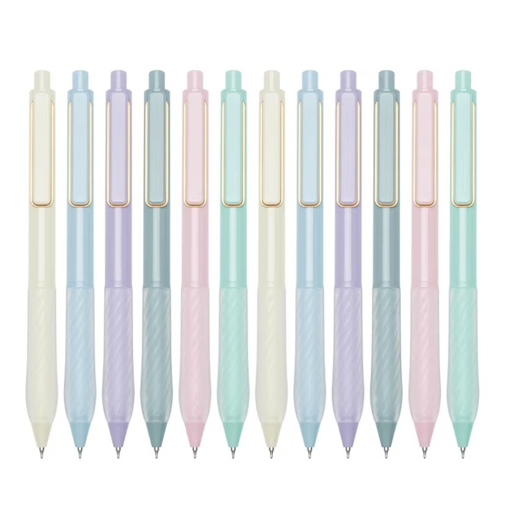 Aisbeiger Pastel Retractable Gel Ink Pens 12ct Set Fine 0.5mm Point Black Ink